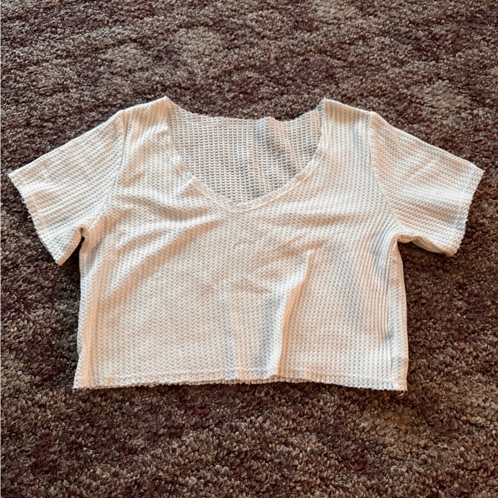 SHEIN EZwear White Waffle Knit Crop Top For Summer